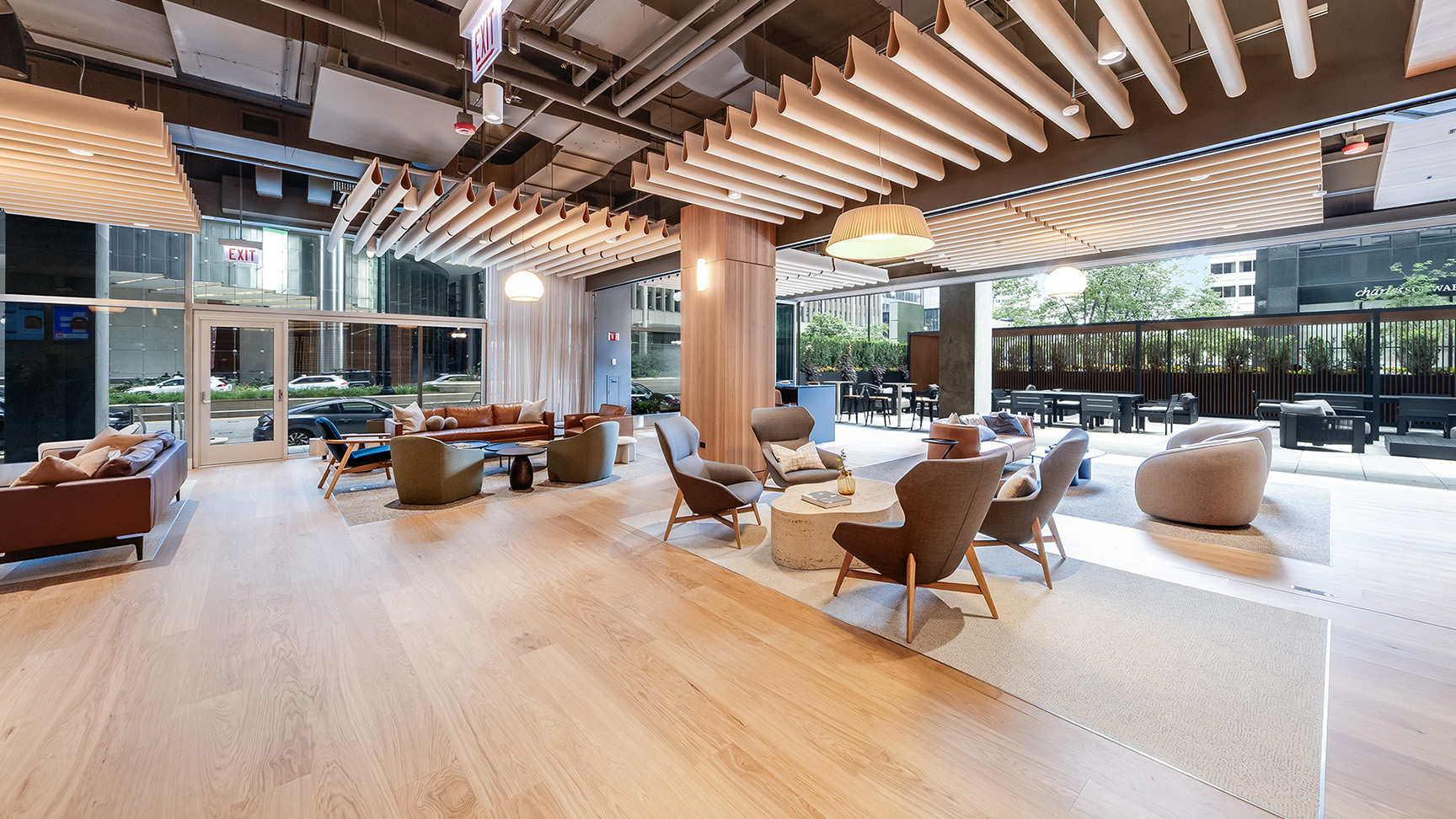 Outdoor Terrace: A private riverfront terrace offering panoramic views and a fresh perspective on the workday.
